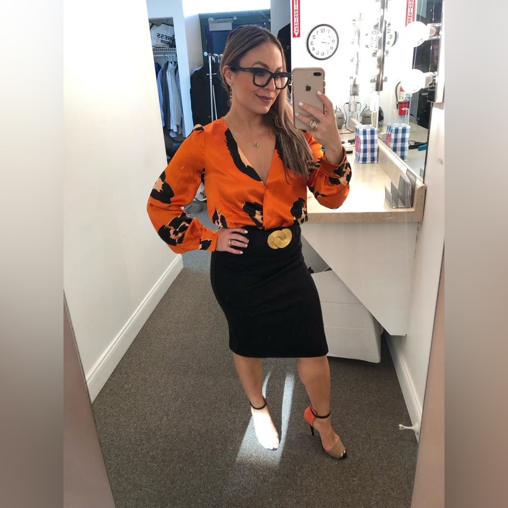 VICI Cheetah Print Orange Satin Blouse